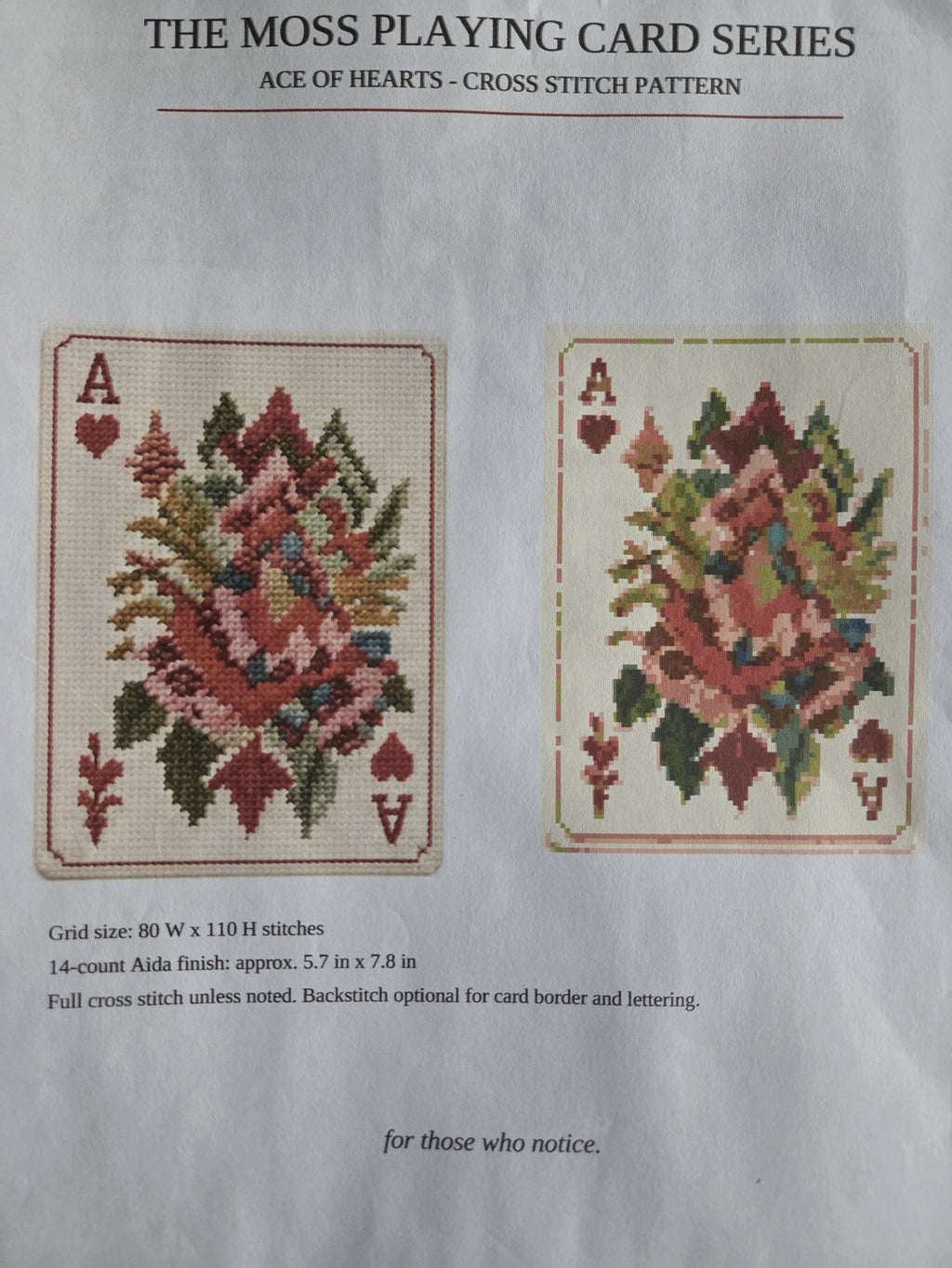 Ace of Hearts Cross Stitch Pattern