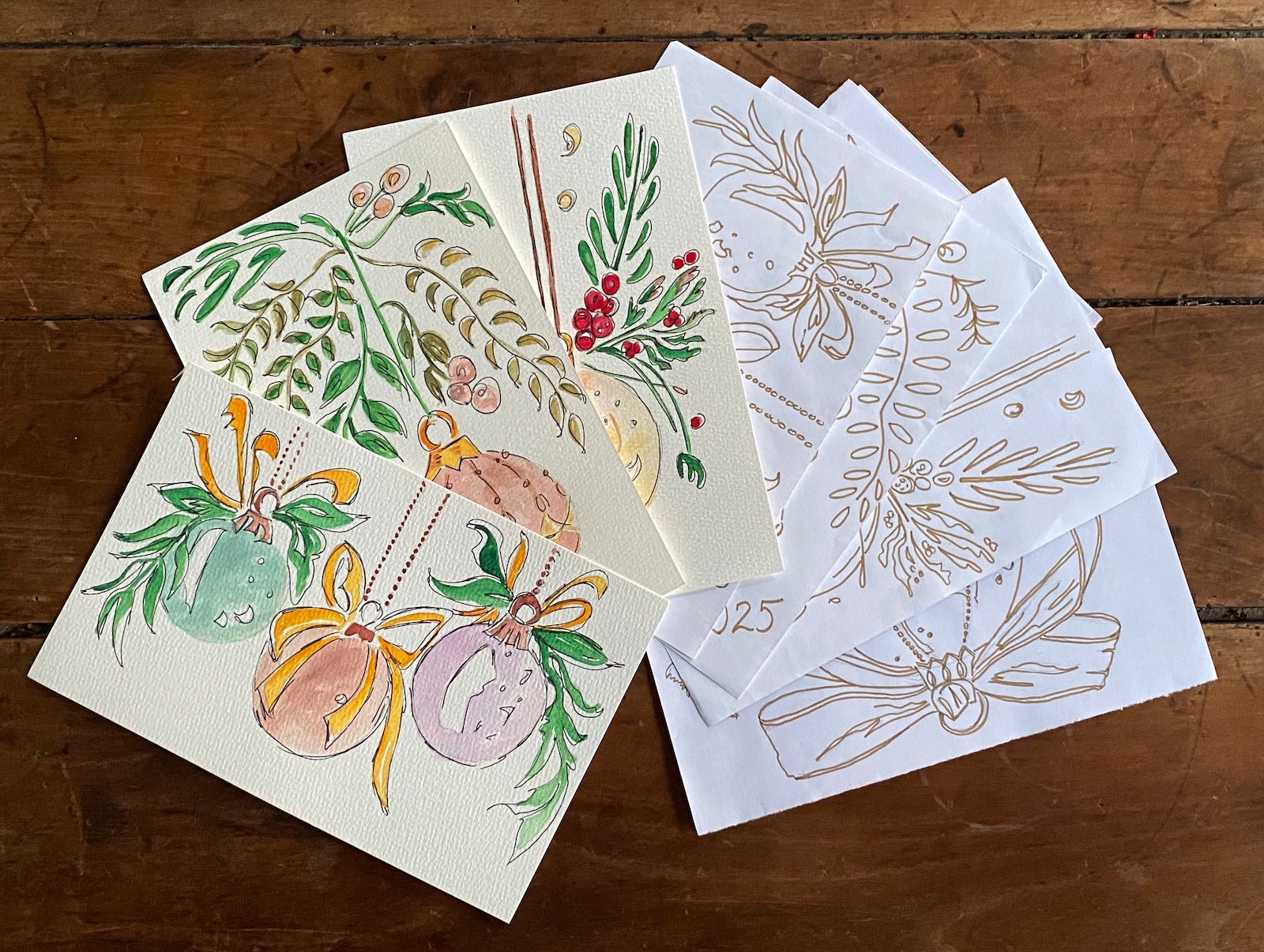 Christmas Ornaments - DIY Watercolor Christmas Cards (5"x7")